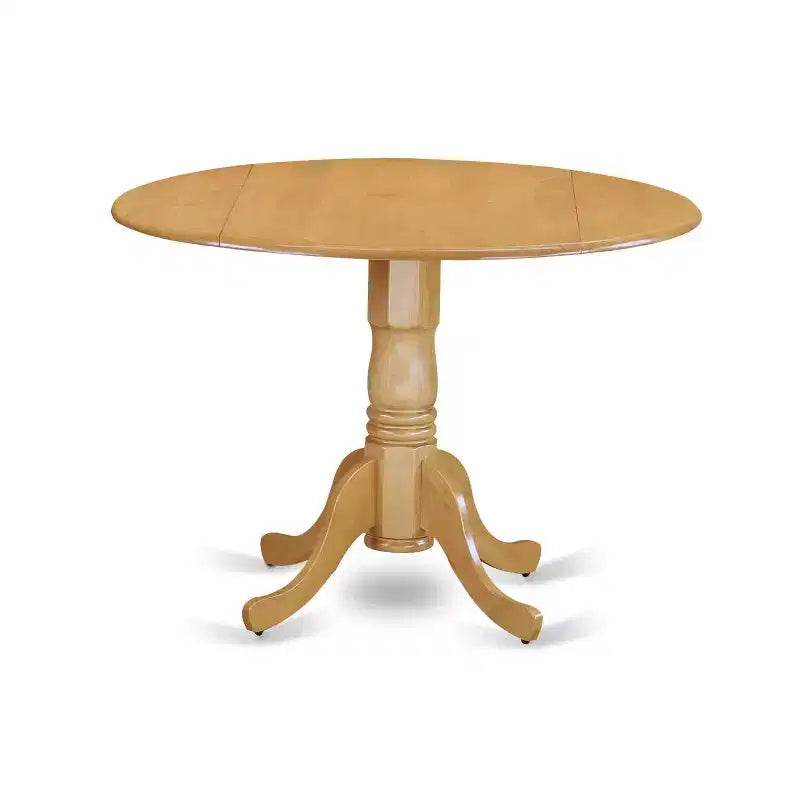 Set da pranzo rotondo a 3 pezzi con piano in legno massello finitura rovere naturale - 4 posti