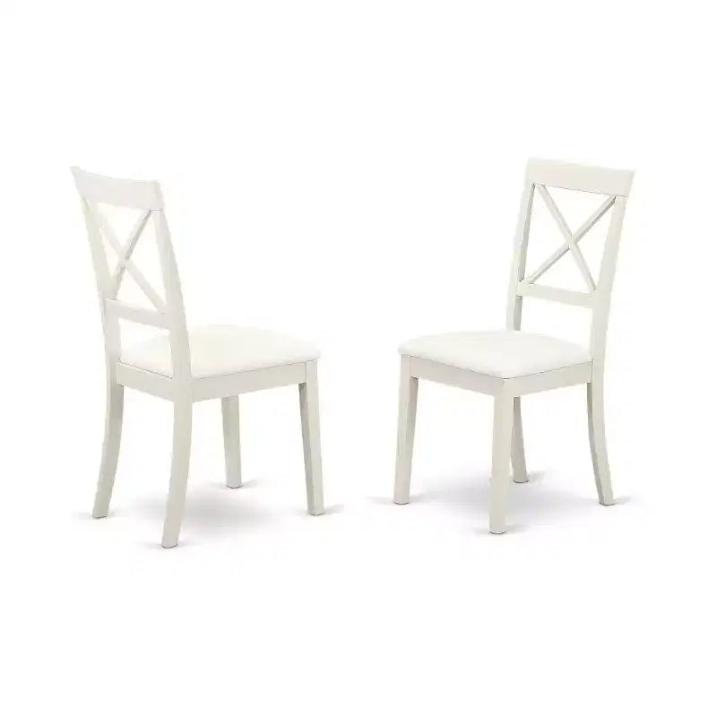 Set da pranzo 5 pezzi - Piano in legno massiccio finitura lino bianco - 4 posti