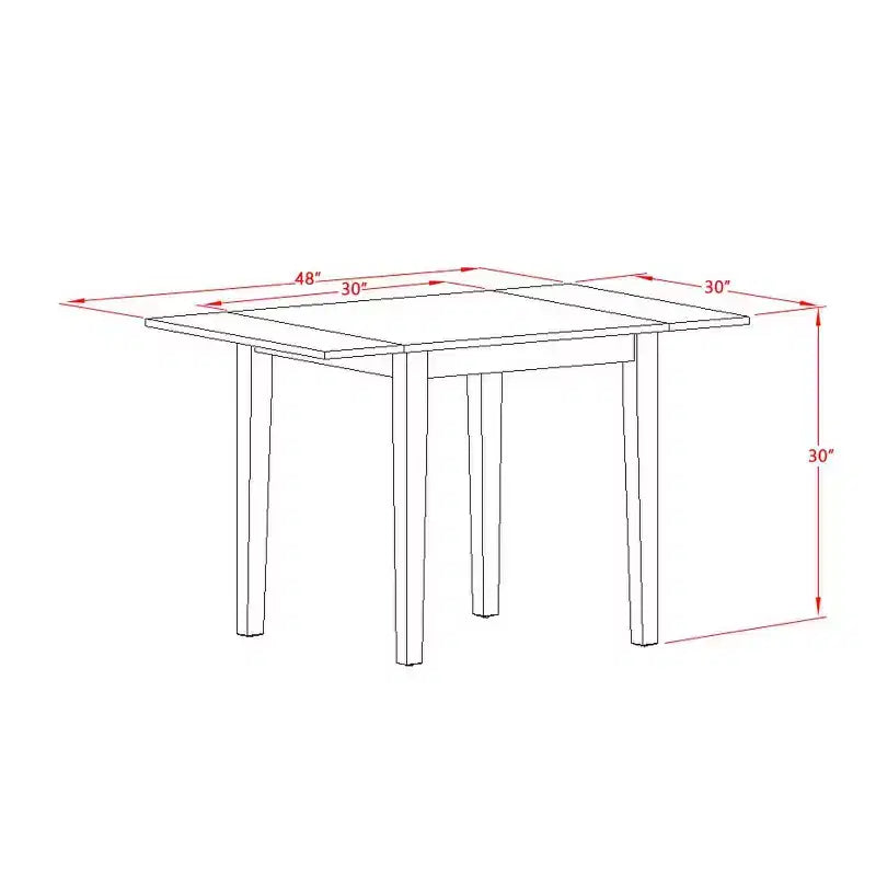 Set da pranzo 5 pezzi - Piano in legno massiccio finitura lino bianco - 4 posti
