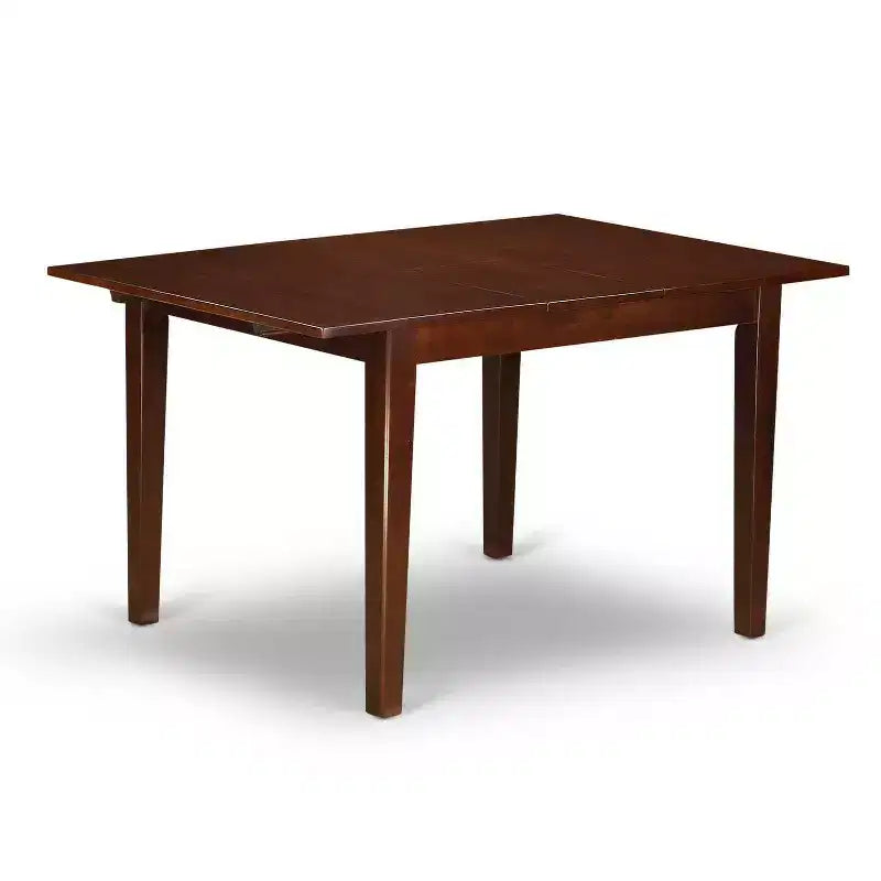 Set tavolo da pranzo 3 pz in legno massello con finitura mogano e prolunga a farfalla