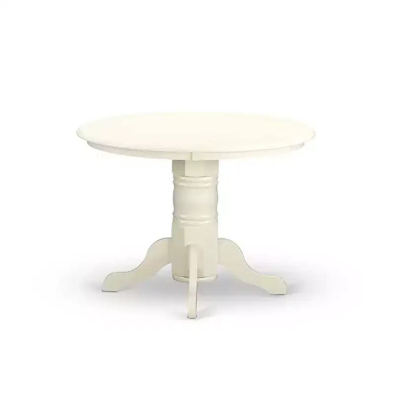 Set da pranzo da 3 pezzi in lino bianco massiccio - Tavolo rotondo - 4 posti a sedere