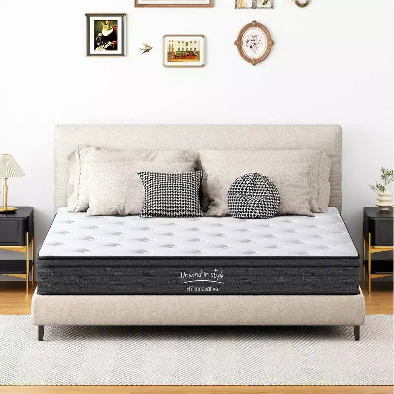 Materasso Ibrido Matrimoniale da 8 Pollici con Memory Foam, Molle Insacchettate, Media Rigidità