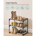 Scarpiera impilabile a 2 livelli, organizer per scarpe in metallo da 37,6 cm con capacità di 10 kg per livello, verticale e reversibile per ingresso, nero