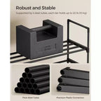 Scarpiera impilabile a 2 livelli, organizer per scarpe in metallo da 37,6 cm con capacità di 10 kg per livello, verticale e reversibile per ingresso, nero