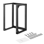 VEVOR 15U Wall Mount Server Rack, 150 lbs Max Load Capacity, Open Frame Network Rack with 180 Degrees Gate Swing, Carbon Steel, Black