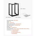 Armadio rack da muro 15U, capacità di carico massima 150 libbre, rack di rete a telaio aperto con rotazione a 180 gradi, acciaio al carbonio, nero