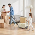 Carrello pieghevole, capacità di carico 226 kg, carrello portabagagli pieghevole con 6 ruote, 2 corde elastiche e base espandibile, nero