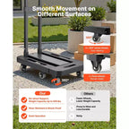 Carrello pieghevole, capacità di carico 226 kg, carrello portabagagli pieghevole con 6 ruote, 2 corde elastiche e base espandibile, nero