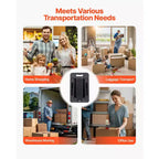 Carrello pieghevole, capacità di carico 226 kg, carrello portabagagli pieghevole con 6 ruote, 2 corde elastiche e base espandibile, nero