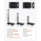 Carrello pieghevole, capacità di carico 226 kg, carrello portabagagli pieghevole con 6 ruote, 2 corde elastiche e base espandibile, nero