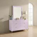Royal Hampton Accent Dresser Mirror, Sleek Square Wood Frame, 34x39 Glossy Pink