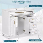 Mobile bagno 36" con lavabo, mobile bianco, cassetto a ribalta, 3 cassetti, 2 ante con chiusura ammortizzata, MDF in legno massello, ferramenta dorata