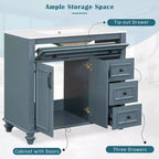 Mobile bagno 36" con lavabo, mobile bianco, cassetto a ribalta, 3 cassetti, 2 ante con chiusura ammortizzata, MDF in legno massello, ferramenta dorata