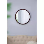 Specchio da parete rotondo da 20x20 pollici con cornice in legno, stile moderno per bagno e camera da letto