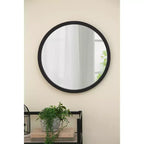 Specchio da parete rotondo da 20x20 pollici con cornice in legno, stile moderno per bagno e camera da letto