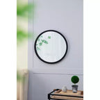 Specchio da parete rotondo da 20x20 pollici con cornice in legno, stile moderno per bagno e camera da letto