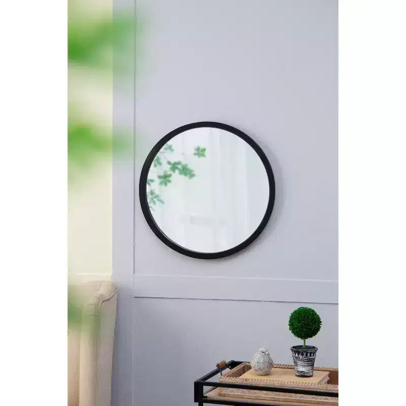 Specchio da parete rotondo da 20x20 pollici con cornice in legno, stile moderno per bagno e camera da letto