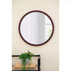 Specchio da parete rotondo da 20x20 pollici con cornice in legno, stile moderno per bagno e camera da letto