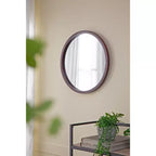 Specchio da parete rotondo da 20x20 pollici con cornice in legno, stile moderno per bagno e camera da letto