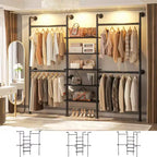 Besiost 77-In Heavy-duty Garment Rack with Storage Shelves,Pipe Closet Organizer with 4 Hanging Rods