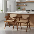 Homy Casa Mid-Century Rubber Wood Dining Chairs Set of 2, Waknut