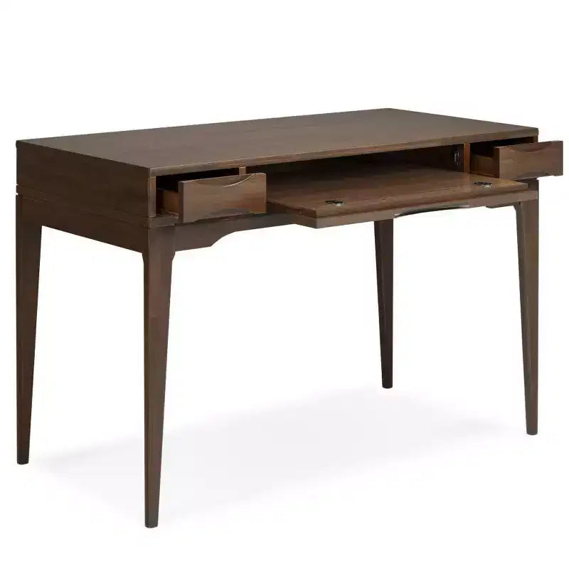 Scrivania Pearson Small Marrone Noce -: 48" Stile Direzionale, Vassoio Tastiera, Cassettiera Portadocumenti
