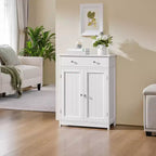 Mobiletto da bagno in legno con ripiano regolabile