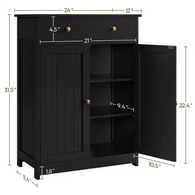 Mobiletto da bagno in legno con ripiano regolabile