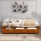 Letto a piattaforma singolo, struttura letto in legno con 3 cassetti