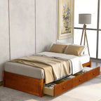 Letto a piattaforma singolo, struttura letto in legno con 3 cassetti