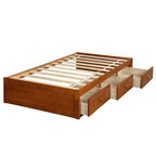 Letto a piattaforma singolo, struttura letto in legno con 3 cassetti