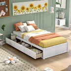 Letto a piattaforma singolo, struttura letto in legno con 3 cassetti