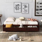 Letto a piattaforma singolo, struttura letto in legno con 3 cassetti
