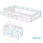 Letto a piattaforma singolo, struttura letto in legno con 3 cassetti