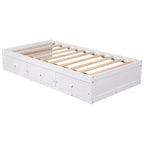 Letto a piattaforma singolo, struttura letto in legno con 3 cassetti