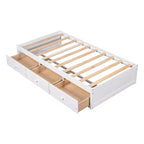 Letto a piattaforma singolo, struttura letto in legno con 3 cassetti