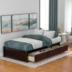 Letto a piattaforma singolo, struttura letto in legno con 3 cassetti