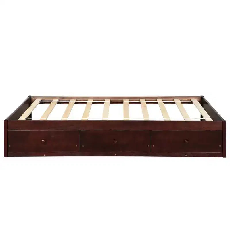 Letto a piattaforma singolo, struttura letto in legno con 3 cassetti
