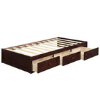 Letto a piattaforma singolo, struttura letto in legno con 3 cassetti