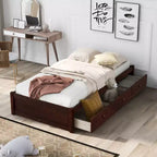 Twin Size Platform Bed, Wooden Storage Bed Frame with 3 Drawers -ModernLuxe