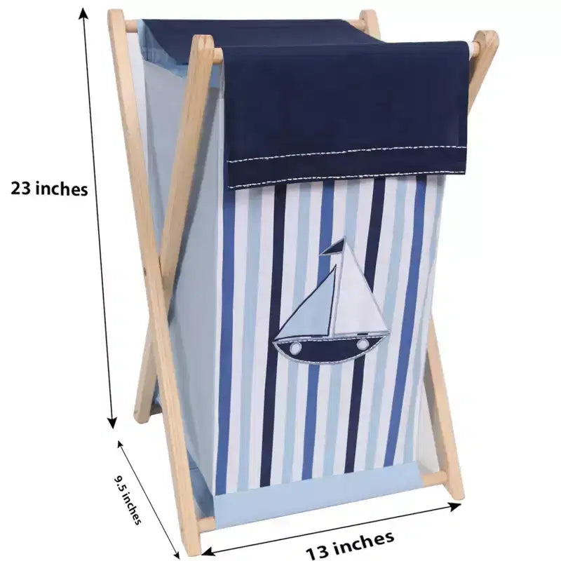 Cesto portabiancheria Piccolo Marinaio con telaio in legno