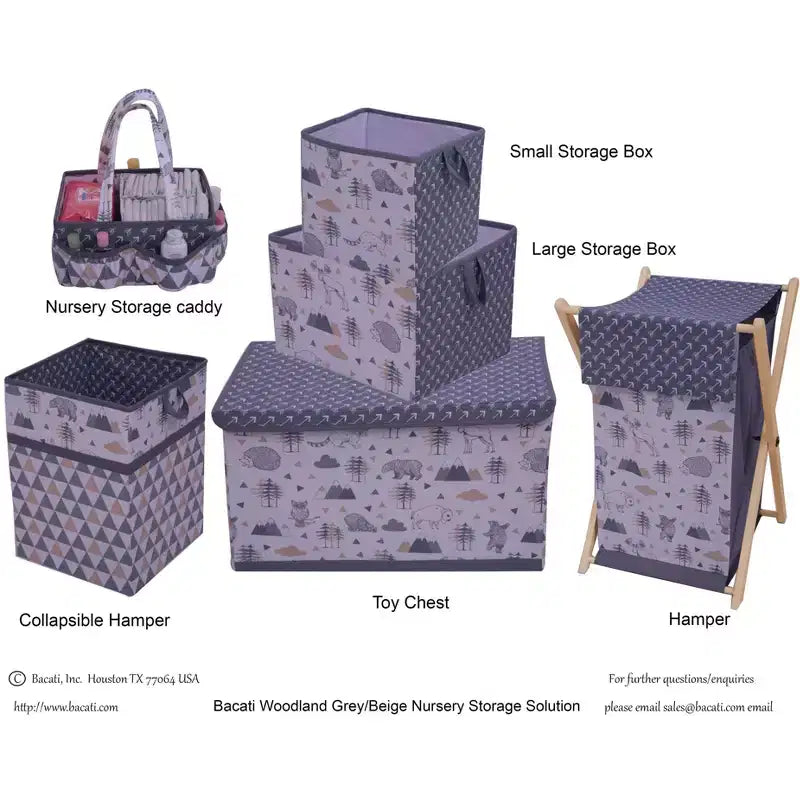 Cesto portabiancheria pieghevole Woodlands Grigio/Beige Neutro